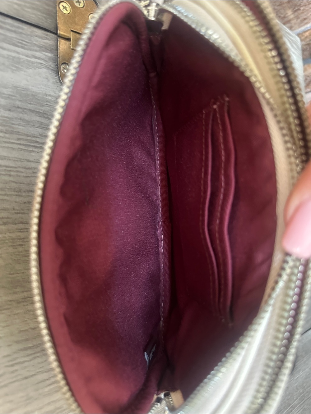 Coach Double-Zip Pouch with Metallic Rivets in Chalk Crossbody Bag Purse - Picture 13 of 16